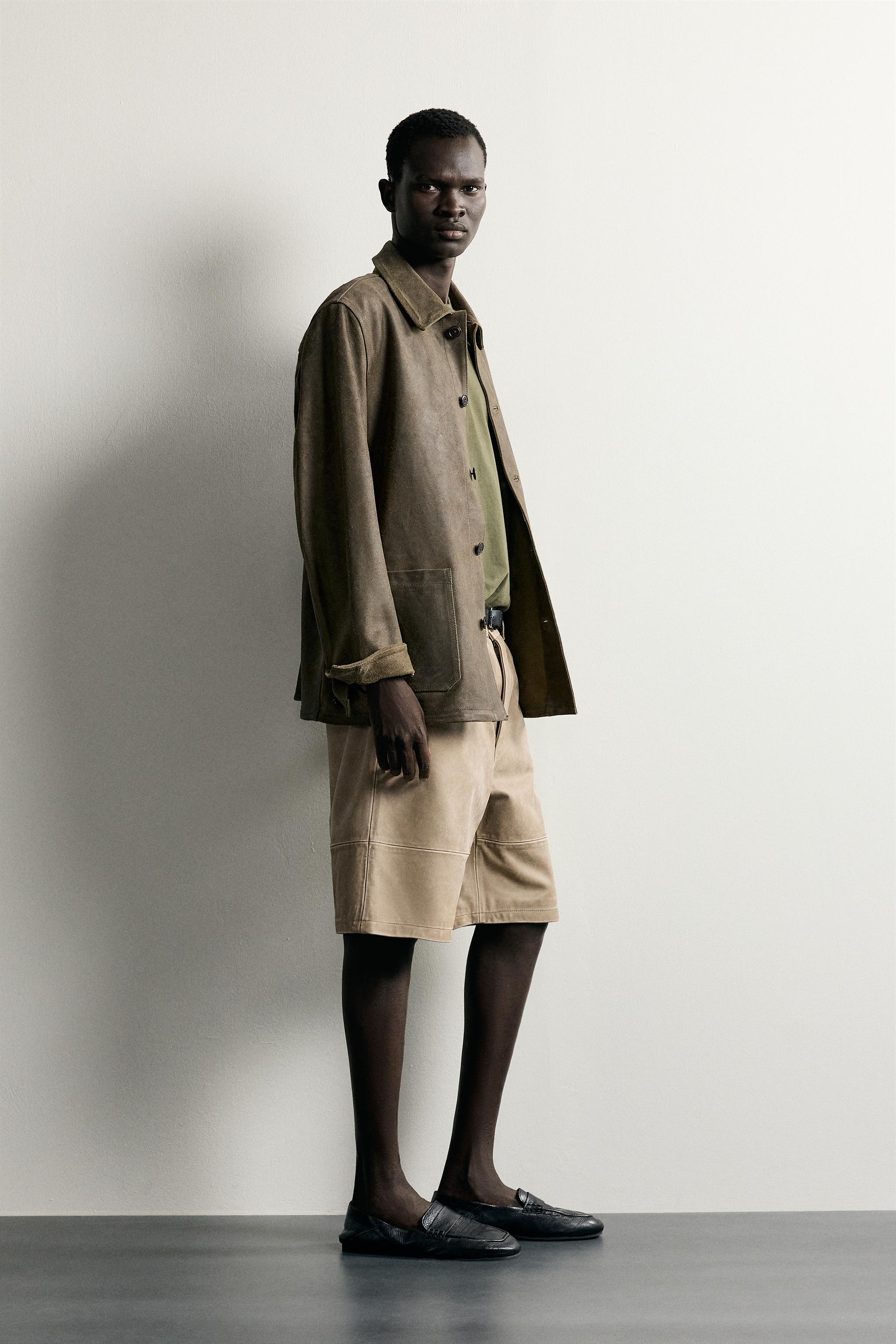 SHORT EN CUIR EFFET DÉLAVÉ